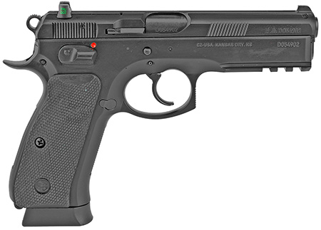 CZ-USA 01152 CZ 75 SP-01 Full Size Frame 9mm Luger 10+1 4.60" Black Steel Barrel, Black Steel Serrated Slide, Black Polycoat Steel Frame w/Beavertail  &  Picatinny Rail, Black Rubber Grip, Right Hand