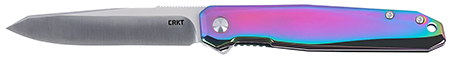 CRKT K230PXP Facet  3.37" Folding Reverse Tanto Plain Satin 12C27 Sandvik Blade, Iridescent TiCN Stainless Steel Handle