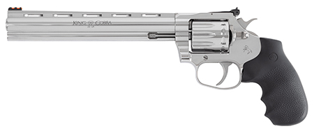Colt Mfg KCOBRA22SP8RFO King Cobra Target 22 LR 10rd Shot 8" Stainless Vent Rib Barrel, Stainless Steel Cylinder  &  Frame, Black Hogue Overmolded Grip, Exposed Hammer