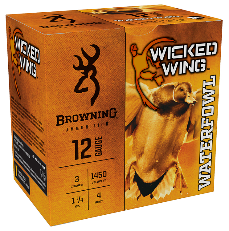 Browning Ammo B193421234 Wicked Wing  12Gauge 3" 1 1/4oz 4Shot 25 Per Box/10 Case
