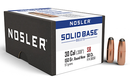 Nosler 38058 Solid Base  30Cal 150gr Round Nose 50CT