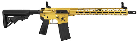 Hi-Point HP15R-556GOLD HP 15R 5.56 NATO 30+1 16" Black Threaded Barrel, Gold Aluminum Receiver w/Picatinny Rail, M-LOK Handguard, B5 Bravo Black Polymer Stock, Black B5 P Type 23 Grip
