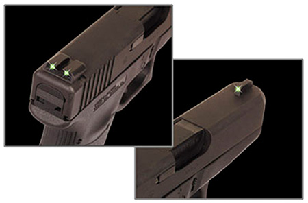 TruGlo TG231G1 Tritium  Green Tritium Front  &  Rear/Black Nitride Fortress Frame, Compatible w/Glock 9mm Luger/40 S&W, Front Post/Rear Dovetail Mount