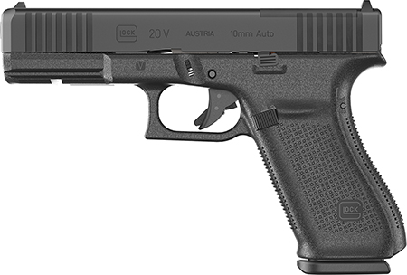 Glock UV2050201MOS G20 V MOS Standard 10mm Auto 10+1 4.61" Black Barrel, Black nDLC Steel Optic Ready/Serrated Slide, Black Polymer Frame w/Accessory Rail, Interchangeable Backstrap, Ambidextrous