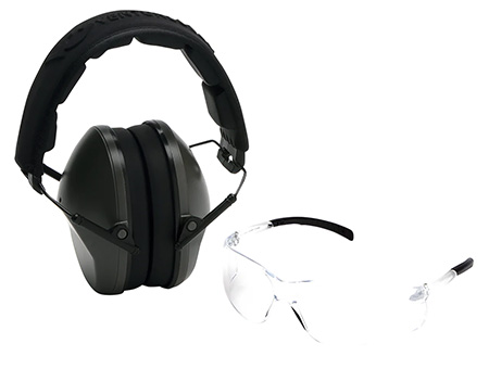 Pyramex VGCOMBO310  Earmuff/Glasses Combo Kit Over the Head Clear Lens Wraparound Clear Frame
