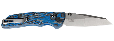 Hogue 24263 Deka  3.25" Folding Modified Wharncliffe Plain Stone Tumbled CPM 20V SS Blade, G-Mascus Blue GRN Handle
