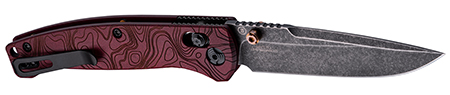 Hogue 24452 Mysto  3.40" Folding Drop Point Plain Black Stonewashed CPM MagnaCut Steel Blade, Redstone Richlite Handle