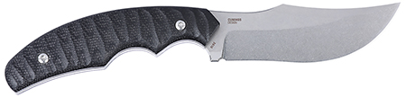 CRKT 3610 Burrower 3.66" Fixed Clip Point Plain Stonewashed D2 Steel Blade, Black Textured Micarta Handle