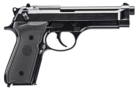 Beretta USA J92SB15 92SB Repro 50th Anniversary 9mm Luger 15+1 4.90" Blued Barrel, Polished Blued Engraved/Serrated Slide, Polished Anodized Aluminum Frame w/Beavertail, Black G10 Grip