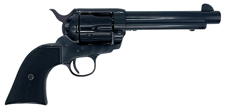 Taylors  &  Company  1873 Pietta 45 Colt (Long Colt) 6 Shot 5.50" Overall Blued Steel Round Barrel, Cylinder  &  Frame, Black Checkered Plastic Navy Grip, Exposed Hammer