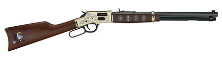 Henry H006GES2 Eagle Scout Centennial Tribute 2nd Edition 44 Special/44 Mag 10+1 20" Blued Octagon Barrel, Polished Brass w/Nickel Plating Drilled  &  Tapped Receiver, American Walnut Straight Stock