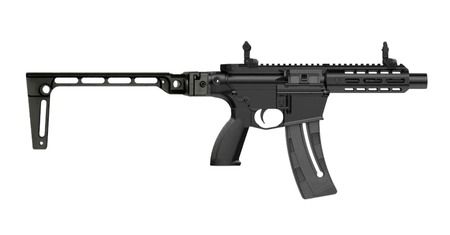 Retay USA RA1522PSTBLKMLOK RA1522 22 LR 25+1 8" Black Threaded Barrel, Black Polymer Frame w/Picatinny Rail, M-LOK Handguard, Black Polymer Grip, Black Folding Stock