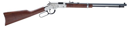 Henry H004SE2 Golden Boy Silver Eagle 2nd Edition 22 Short, 22 Long or 22 LR Caliber with 16 LR/21 Short Capacity, 20" Blued Barrel, Nickel-Plated Metal Finish  &  American Walnut Stock Right Hand (Full