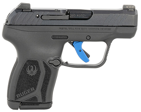 Ruger 13776 LCP Max Compact Frame 380 ACP 10+1 2.80" Black Nitride Barrel, Black Nitride Alloy Steel Serrated Slide, Black Polymer Frame, Textured Grip, Blue Trigger Shoe