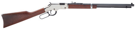 Henry H004SM Golden Boy Silver 22 WMR Caliber with 12+1 Capacity, 20" Blued Barrel, Nickel-Plated Metal Finish  &  American Walnut Stock Right Hand (Full Size)