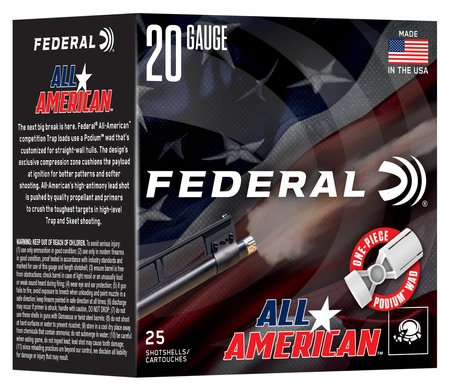 Federal FAA208   20Gauge 2.50" 7/8oz 8Shot 25 Per Box/10 Case
