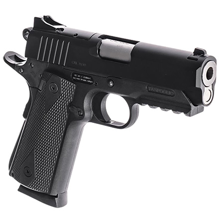 Tanfoglio TFPUGIO9OR Pugio  Compact 9mm Luger 10+1 3.54" Stainless Bull Barrel, Black Steel Optic Ready/Serrated Slide, Black Polymer Frame w/Beavertail  &  Picatinny Rail, Textured Grip