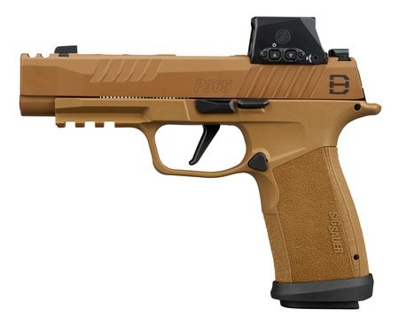 Sig Sauer 365XF9DH3RXSL P365 DH3 w/Optic Compact 9mm Luger 21+1 3.70" Black DLC Barrel, Coyote Cerakote Stainless Steel Lightening Cut/Optic Ready/Serrated Slide  &  Frame w/Picatinny Rail, Interchangea