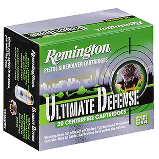 Remington Ammunition 28957 Ultimate Defense Full Size Handgun 40S&W 165gr Brass Jacketed Hollow Point 20 Per Box/25 Case