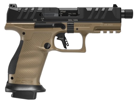 Walther Arms 2880008 PDP Pro SD Compact 9mm Luger 10+1 4.60" Black Threaded Barrel, Black Optic Ready/Serrated Slide, Flat Dark Earth Polymer Frame w/Picatinny Rail, Textured Polymer Grip