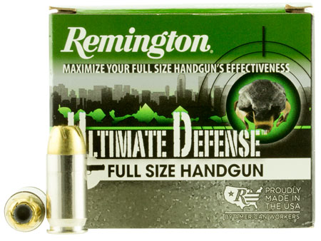 Remington Ammunition 28973 Ultimate Defense Full Size Handgun 45ACP+P 185gr Brass Jacketed Hollow Point 20 Per Box/25 Case
