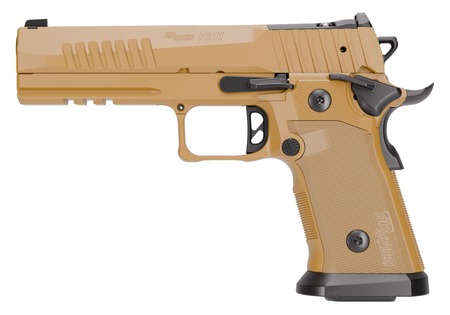 Sig Sauer 211F9GT5COY P211 GT5 Full Size 9mm Luger 21+1 5" Black Barrel, Coyote Cerakote Stainless Steel Optic Ready/Serrated Slide  &   Frame w/Beavertail  &  Picatinny Rail, G10 Grip Panels, SIGLOC-PRO