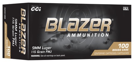 CCI 52001BB  BLAZER BRASS  9MM  115GR  100/10