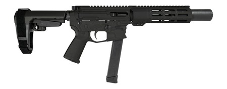 Shark Coast Tactical SCC06711SPBO9 Sneeky Pete 9mm Luger 30+1 5.50" Black Melonite Threaded Barrel, Black Cerakote Receiver, SB Tactical SBA3 Brace