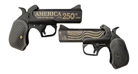 Bond Arms BA250TH-BLK-45/410 America 250th Anniversary 45 Colt/410 Gauge 2 Shot 4.25" Black Cerakote Engraved Barrel Black Cerakote Stainless Steel Frame Black Extended B6 Resin Grips Right Hand