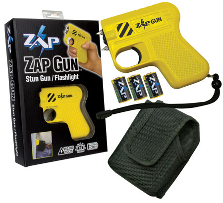 Zap ZAPGUN Zap Gun Stun Gun/Flashlight Range of Close Contact Yellow Plastic