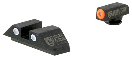 Night Fision GLK003003OGW Tritium Night Sights For Glock  Green Tritium Orange Outline Front Sight- Green Tritium White Outline Rear Sight Glock 42/43/43X