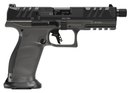 Walther Arms 2871971 PDP Pro SD Full Size 9mm Luger 10+1 5.10" Black Threaded Barrel, Black Optic Ready/Serrated Slide, Tungsten Gray Polymer Frame w/Picatinny Rail, Textured Polymer Grip