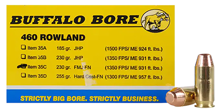 Buffalo Bore Ammunition 35C20 Personal Defense Strictly Business 460Rowland 230gr Full Metal Jacket Flat Nose 20 Per Box/12 Case