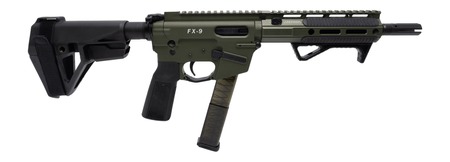 Freedom Ordance FX9P8E-ODG FX9P Elite 9mm Luger 8" Black Nitride Threaded Barrel, OD Green Anodized Aluminum Receiver w/Picatinny Rail, M-LOK Handguard, Black Polymer SB Tactical SBA5 Brace, Black Pol