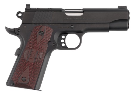 Colt Mfg O4940XE-OR Commander Combat 45 ACP 8+1 4.25" Stainless Barrel, Matte Black Carbon Steel Optic Ready/Serrated Slide, Matte Black Anodized Steel Frame w/Beavertail, Black Cherry G10 Grip, Ambid