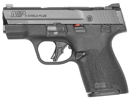 Smith  &  Wesson 14280 M & P9 Shield Plus Micro-Compact 9mm Luger 10+1 3.10" Black Armornite Stainless Steel Barrel  &  Optic Ready/Serrated Slide, Black Polymer Frame, Black Textured Grip