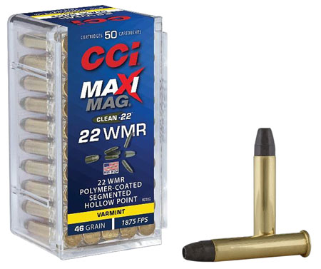 CCI 972CC Maxi-Mag Rimfire 22 WMR 46 gr Segmented Hollow Point 50 Per Box/ 40 Cs
