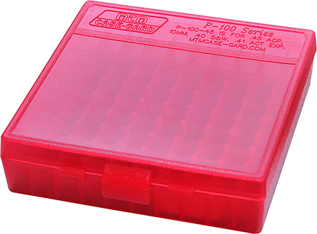 MTM Case-Gard P100929 Ammo Box Flip-Top Multi Caliber Clear Red Polypropylene 100rd