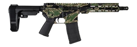 Shark Coast Tactical SCC07305TGR-P Tiger Stripe 5.56 NATO 30+1 Black Nitride Threaded Barrel, Aluminum Receiver w/Picatinny Rail, M-LOK Handguard, Polymer SB Tactical SBA3 Brace, Magpul MOE Grip, Righ