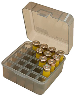 MTM Case-Gard S25D41 Shotshell Box Flip-Top Multi Gauge Shotgun Clear Smoke Polypropylene 25rd