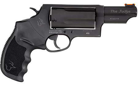 Taurus 2-441031MAG Judge Magnum Compact 45 Colt (Long Colt)/410 Gauge 5 Shot 3" Matte Black Oxide Steel Barrel, Cylinder  &  Frame, Black Ribber Grip, Transfer Bar Safety, Exposed Hammer