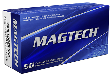 Magtech 9G Range/Training  9mmLuger 147gr Full Metal Jacket Flat Subsonic 50 Per Box/20 Case