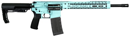 Black Rain Ordnance FUSIONTBB Fission  5.56 NATO 30+1 16" Black Nitride Threaded Barrel, Robin Egg Blue Battleworn Aluminum Receiver w/Picatinny Rail, M-LOK Handguard, MFT Minimalist Black Polymer Sto