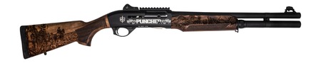MAC 21000122PNCH Cowboy Puncher  12 Gauge Semi-Auto 3" 5+1 18.50" 18" Black Barrel, Black Engraved Receiver w/Picatinny Rail, Engraved Wood Stock
