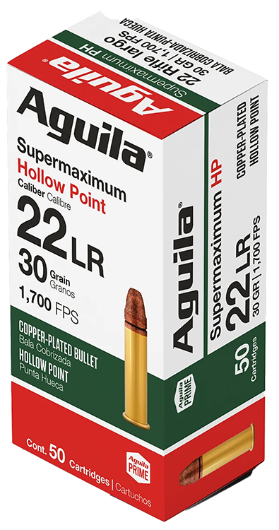 Aguila 1B220297CPHP Supermaximum Rimfire 22LR 30gr Hollow Point 50 Per Box/20 Case