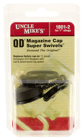 Uncle Mike's 18012 Mag Cap Swivel Set made of Steel with Blued Finish, 1" Loop Size  &  Quick Detach Style for 12 Gauge Remington 870  &  870 Youth Shotguns Includes Two Super Swivels