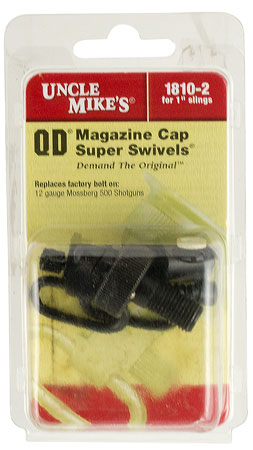 Uncle Mike's 18102 Mag Cap Swivel Set made of Steel with Blued Finish, 1" Loop Size  &  Quick Detach Style for 12 Gauge Mossberg 500 Includes Two Super Swivels