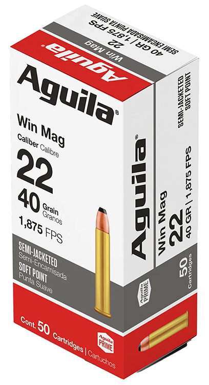 Aguila 1B222401   22WMR 40gr Semi Jacketed Soft Point 50 Per Box/20 Case
