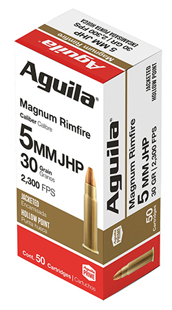 Aguila 1B222406   5mm Rem Mag 30gr Jacketed Hollow Point 50 Per Box/20 Case