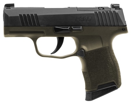 Sig Sauer 365-9-BXR3-FS P365 Fortunate Son 9mm Luger 10+1 3.10" Black DLC Barrel, Black Nitron Stainless Steel Optic Ready/Serrated Slide, OD Green Cerakote Stainless Steel Frame w/Accessory Rail, Pol
